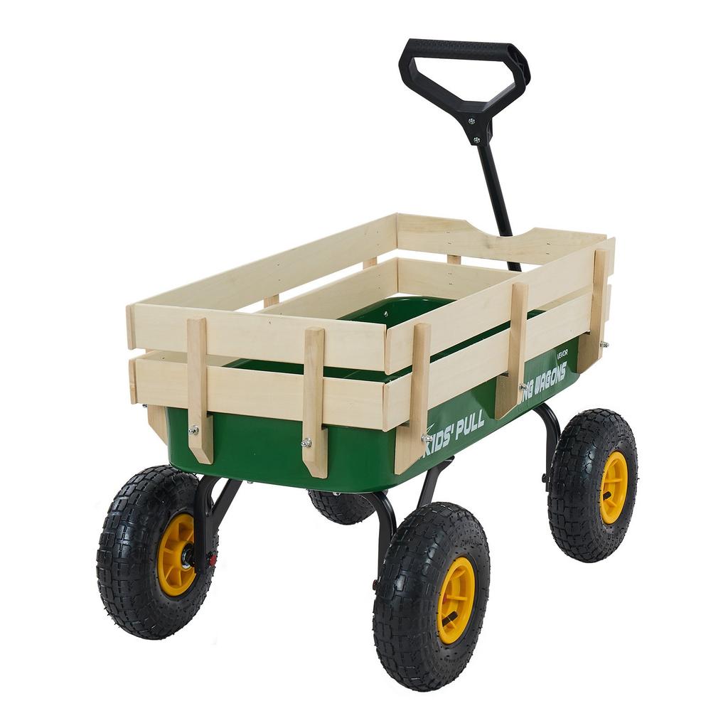 VEVOR Pull-Along Wagon for Kids, 101cm Toddler Wagons with Wooden Panels & Handle, Supports up to 150kg