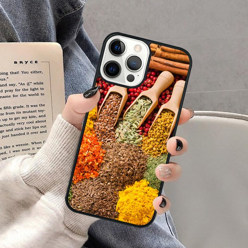 Spices Seasoning Cooking Chef Phone Case for iPhone 17 Air 16 16e 15 Plus for Apple 13 11 12 14 Pro Max Cover coque