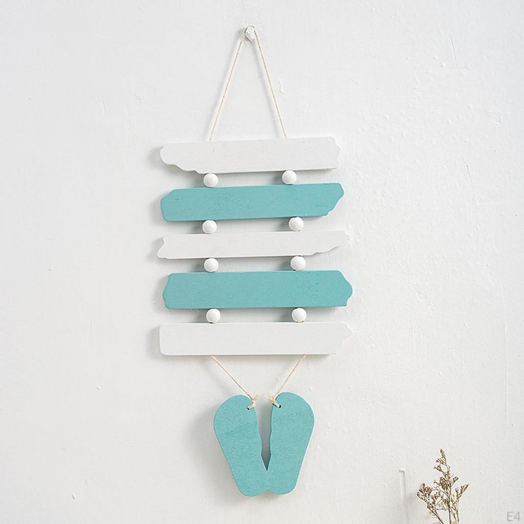Beach Flop Wall Ornament, 19.5x47cm Wood Door Porch Hanging Decoration, Home Decor