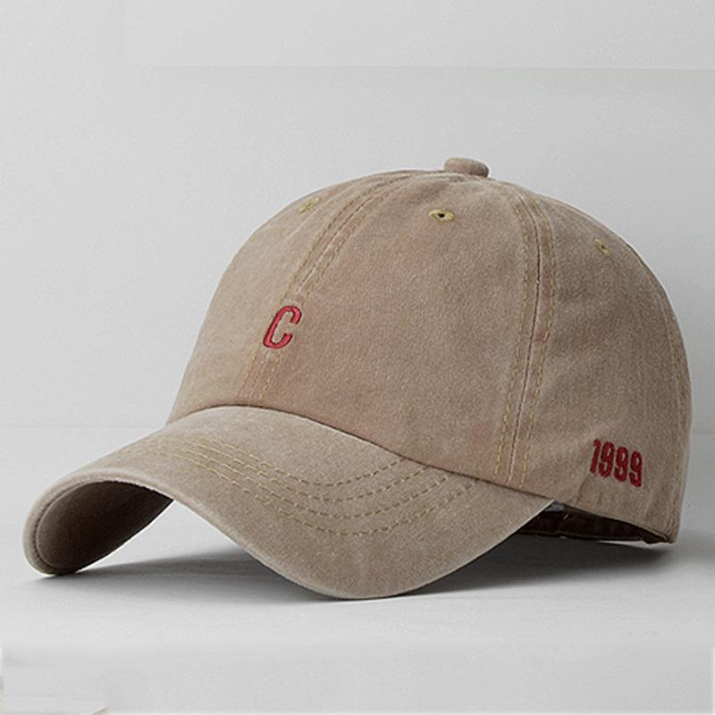 Baseball Lettering Alphabet Stitching Embroidered 1999 C Caps For Women Men Fashion Retro Washed Cotton Snapback Cap Summer Sun Hats Casquette Dad