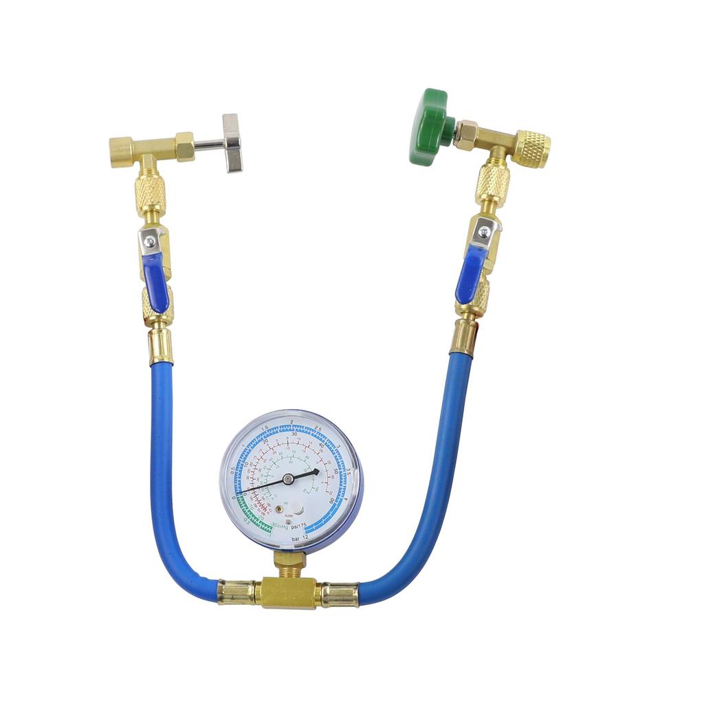 Wisepick R290 & R600A Charging Hose and Gauge Set with Can Tap & Shutoff Valve