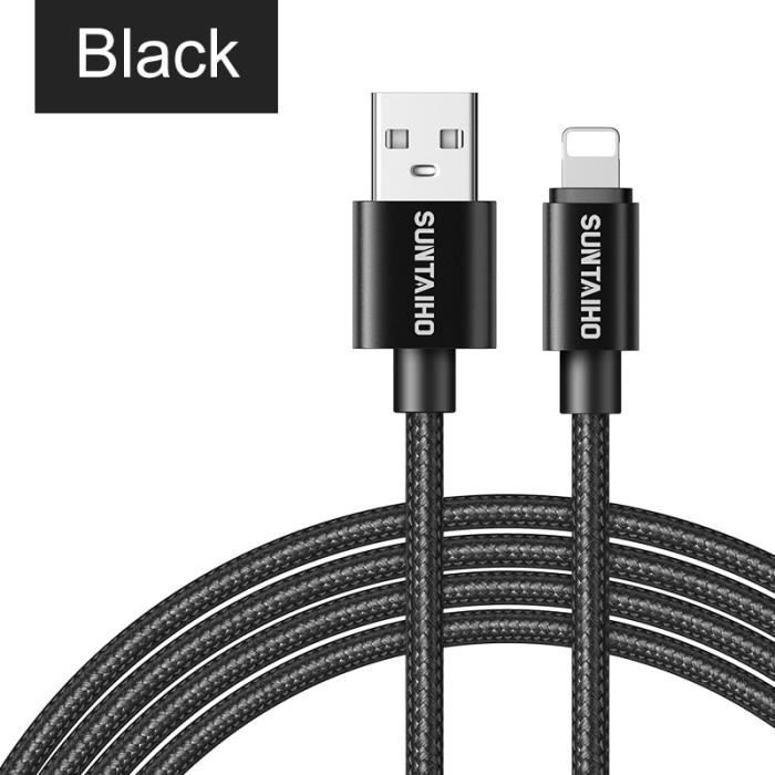 Size 1M - 2.4A USB Cable for iPhone X Charger Cable for iPhone XR MAX XS 8 7 6 Plus 5 S Data Cable - Black