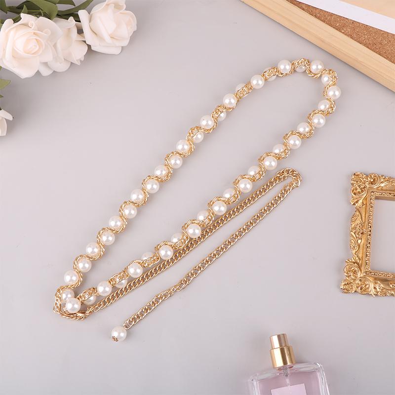 Элегантный женский жемчужный пояс с эластичной пряжкой и цепочкой из жемчуга, женская одежда, аксессуары
