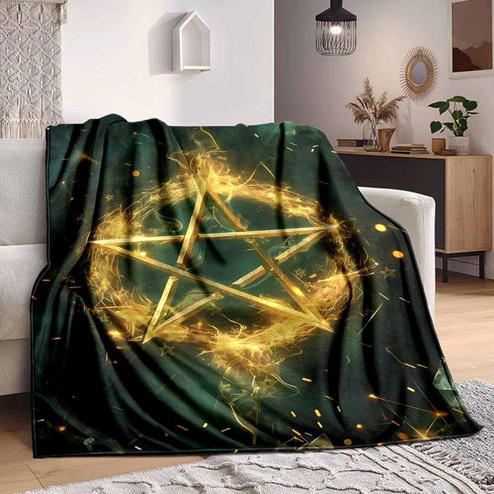 1pc Star Magic Print Blanket Lightweight Flannel Throw Blanket For Sofa, Bed, Living Room, Office, Outdoor Travel, Camping