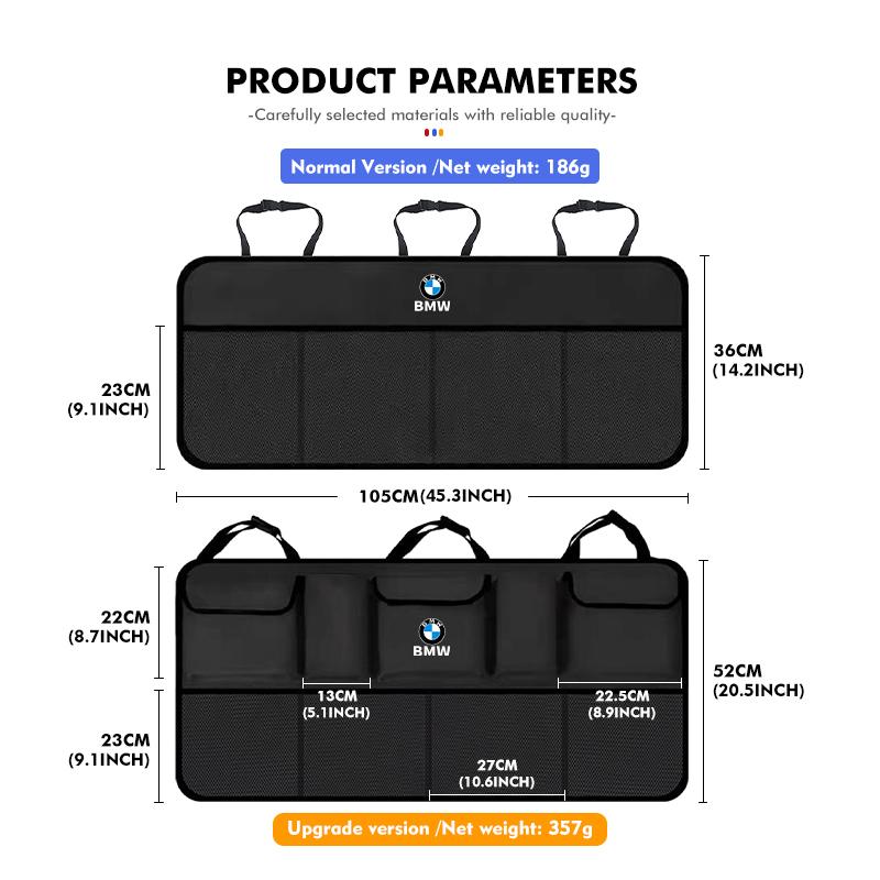 XJVYV1 For BMW 2025 Hot Car Seat Back Trunk Rear Seat Hanging Multi-Pocket Storage Bag For BMW X3 X5 M5 M3 E46 E90 E60 F10 E39 F30 E36