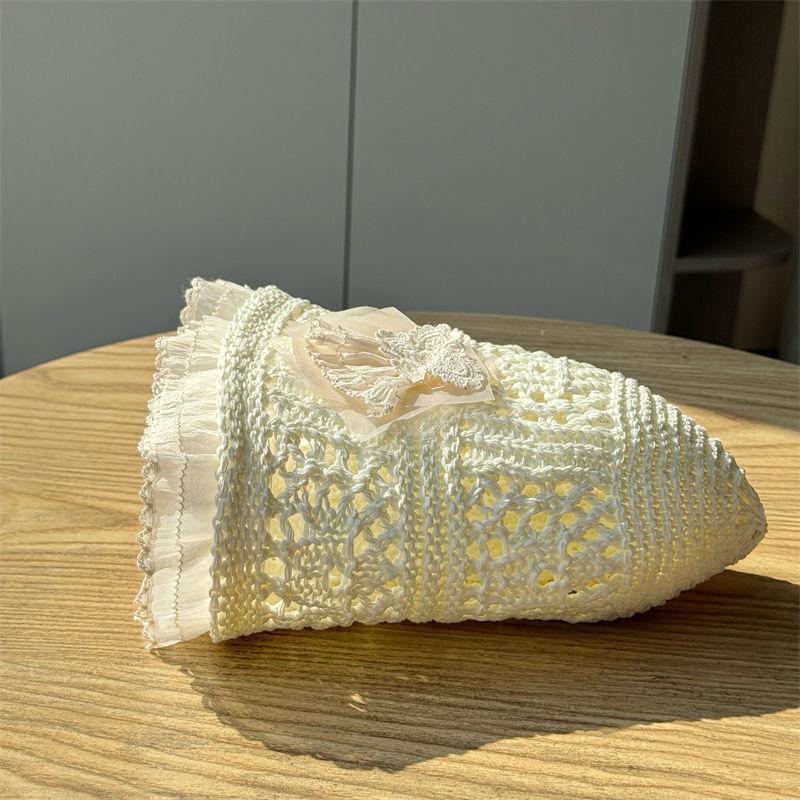 Французская кружевная шляпа-ведро для женщин, весна-лето, новая, полая, солнцезащитная шляпа для рыбака на берегу моря