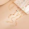 SHIXIN 5Pcs/Set Fashion Y-Shaped Colorful Crystal Clavicle Chain Women Boho Exquisite Gold Color Cross Pendant Necklace Jewelry