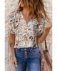 Azura Exchange Разноцветная блузка с V-образным вырезом и цветочным принтом