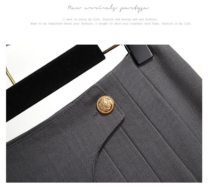 Французская серая плиссированная миди-юбка А-силуэта неправильной формы - Высокая талия, Лето 2025