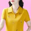 New Short-sleeved Women's Summer Temperament Versatile Polo Loose and Fashionable Lapel Shirt Printed Top T-shirt