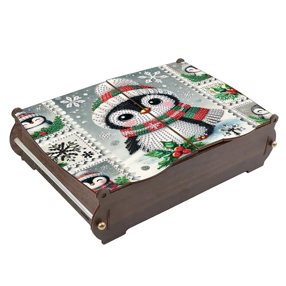 5D DIY Diamond Art Handmade Storage Box Partial Drill Colored Pattern Wood Case Crystal Mosaic Storage Container for Home Decor