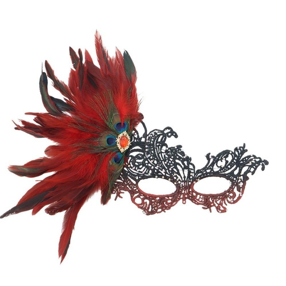 Rhinestone Feather Mask Seductive Style Halloween Festival Party Mask Fancy Masquerade Mask Girl