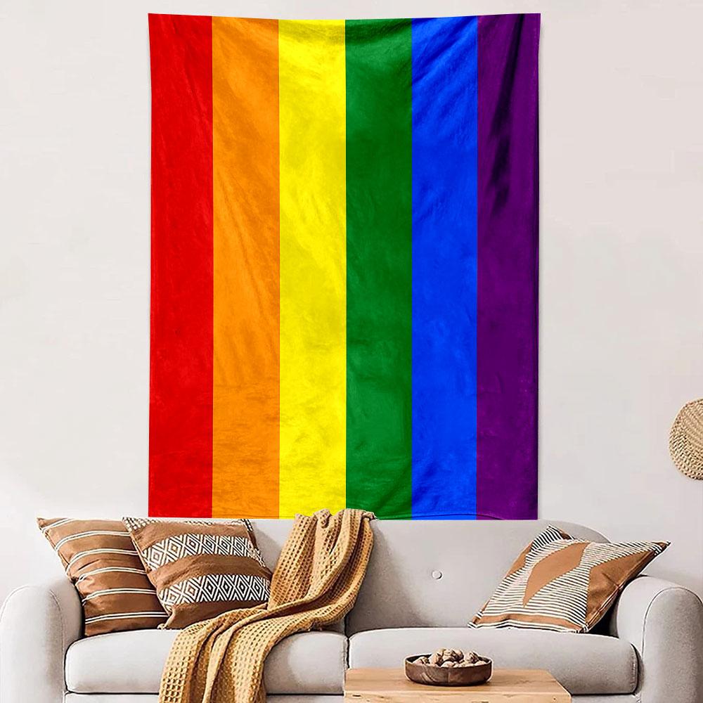 Abstract Wall Tapestry Vertical Rainbow Stripes Colorful Pride Decor for Bedroom Living Room Dorm Gift