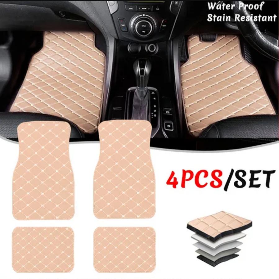 4 шт. автомобильные коврики, универсальные для всех моделей автомобилей, водонепроницаемые автомобильные подушечки для ног, кожаные коврики для укладки автомобиля, интерьерные коврики