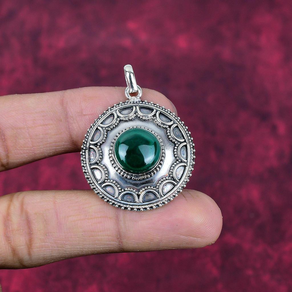 Подвеска из малахита, серебряная подвеска 925 пробы. Подарок для женщин, подвеска ручной работы, ювелирные изделия из драгоценных камней