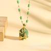 Изумрудное ожерелье Женский ретро стиль двора благородный темперамент геометрический кулон аксессуары
