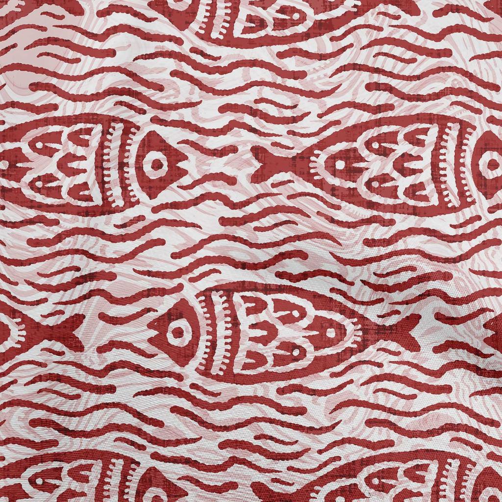 oneOone Cotton Flex Dark Mustard Fabric Asian Block Fish Craft Projects Decor Fabric Printed By The Yard 40 Inch