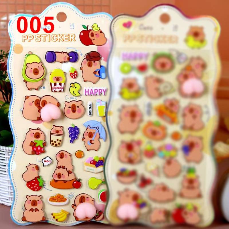 Kawaii Animals Butt Stickers Soft Pinched Happy Buttocks Sticker 3D Puffy Squishy Stress Relief Stickers DIY Phone Case Decor
