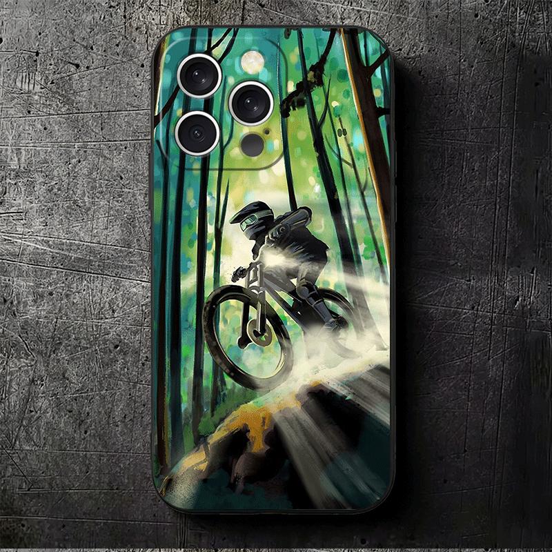 Мягкий чехол для телефона с изображением горного велосипеда для iPhone 16 16E 17 Air 15 Pro Max 14 Plus 13 Mini 11 12 7 Черный чехол Задняя крышка