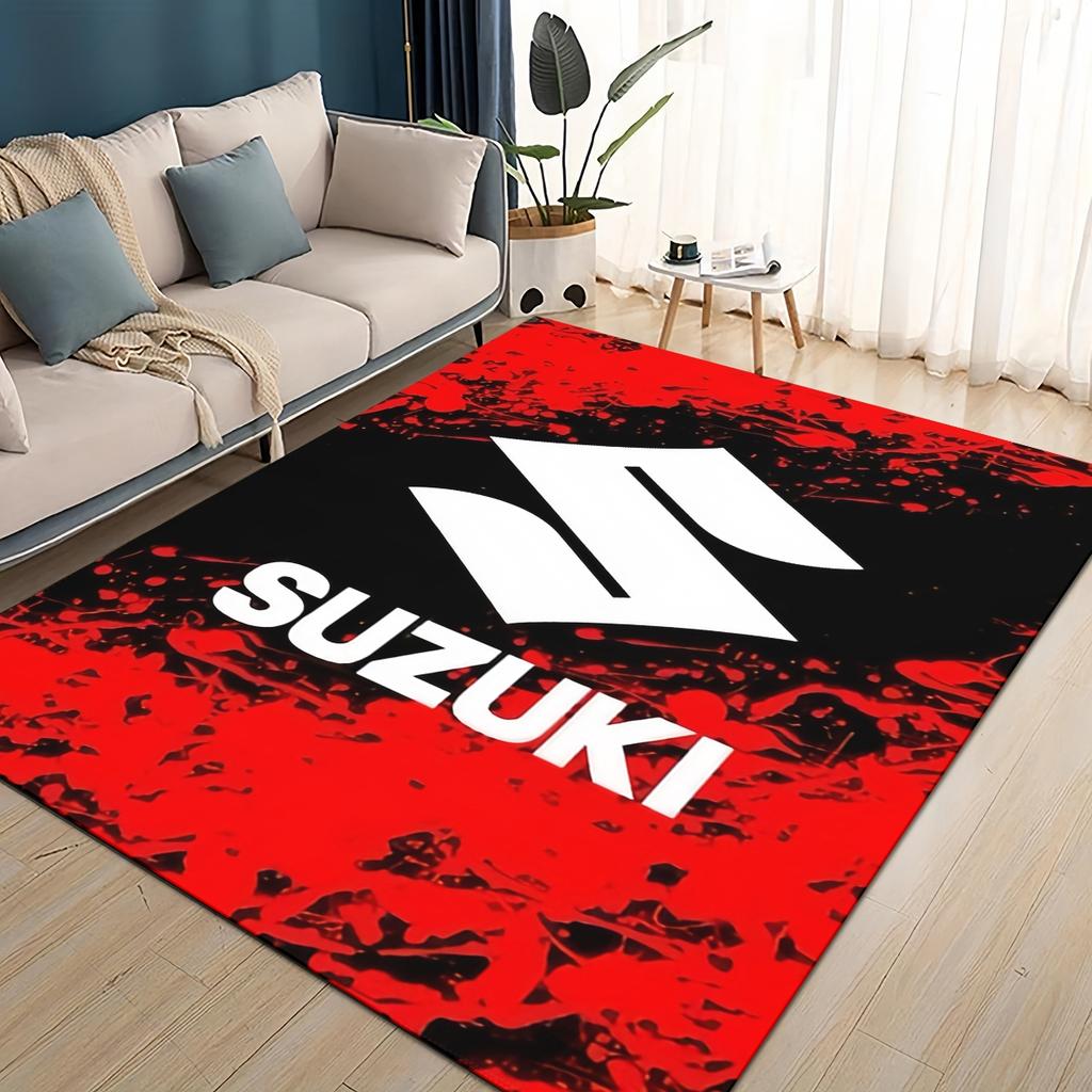 3D Гоночный автомобиль Логотип S-SUZUKI Мотоциклетный ковер для гостиной спальни домашнего дивана, Детский игровой нескользящий коврик для пола