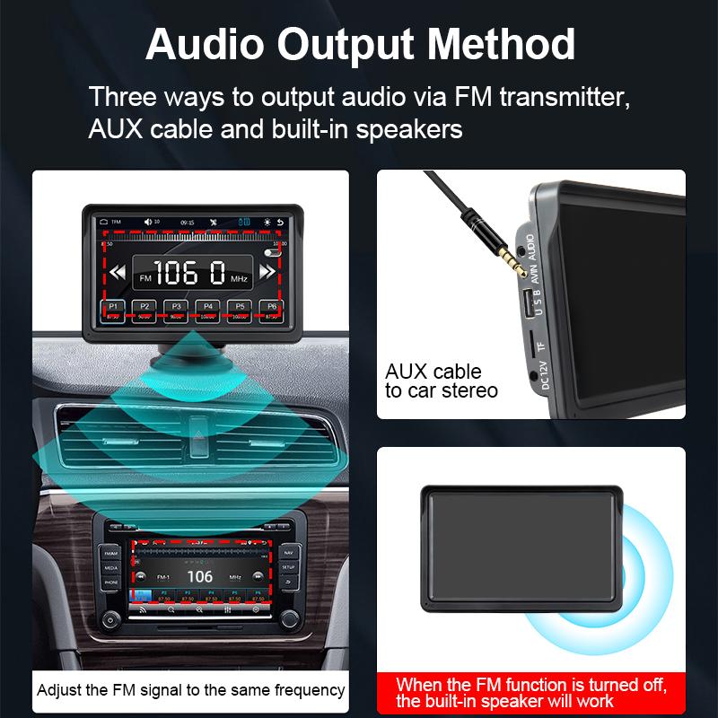 Kowankit Universal 7inch Car Radio Wireless Carplay Smart Touch Screen Wireless Android Auto Portable Multimedia Video Player