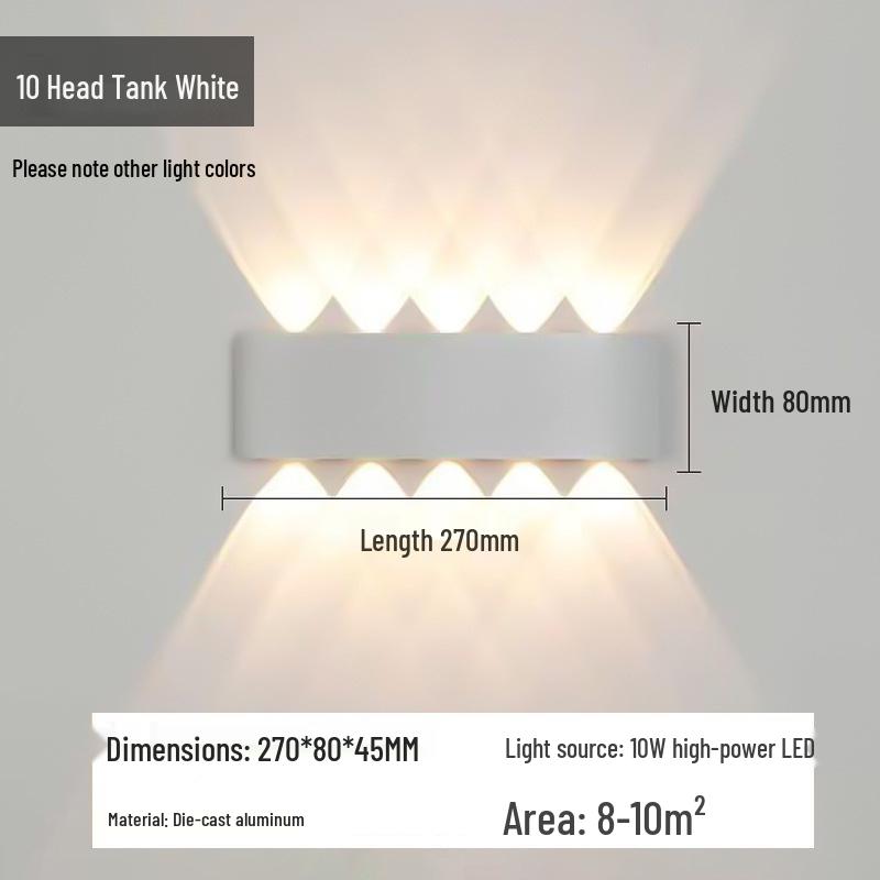 Waterproof LED Outdoor Wall Lamp, Single Head Up/Down Spotlight for Courtyard, Bedroom, Corridor, Hallway