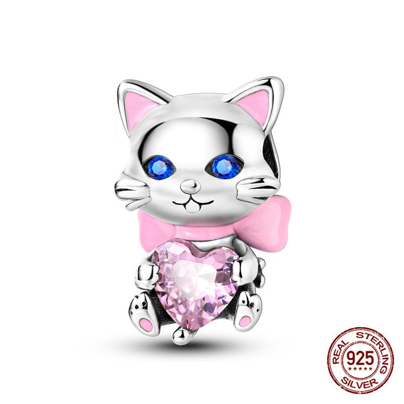Original Owl Beads 100% 925 Silver Lucky Cat Elephant Charms Fit Original 925 Bracelet DIY Jewelry Making Women's Gift