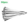 50 Pcs Metal Zip Ties Heavy Duty Stainless Steel Cable Ties for Outdoor Use Self-locking Wire Ties for Exhaust Wrap Chain Link Fence Parts