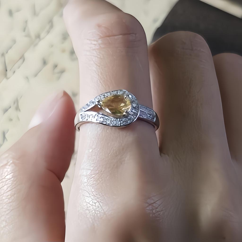 Кольцо с цитрином в форме груши из серебра 925 пробы в стиле «дворец», уникальные кольца для девушек из стерлингового серебра 925 пробы с цирконием в форме капли воды