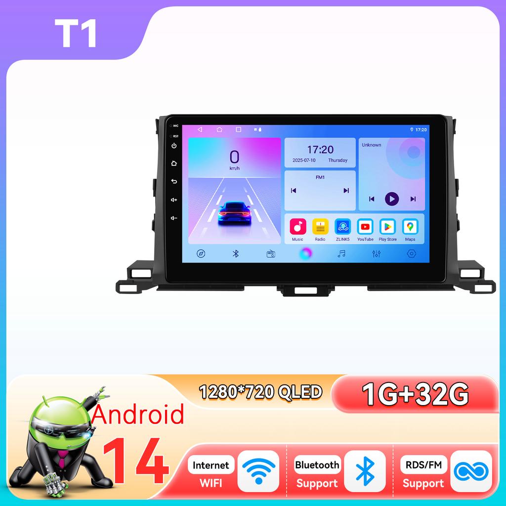 OSSURET 10.1"360 Камера Android 14 Автомагнитола Для Toyota Highlander 2014 2015 2016 - 2019 Мультимедиа Snapdragon 6115 Авторадио GPS Carplay