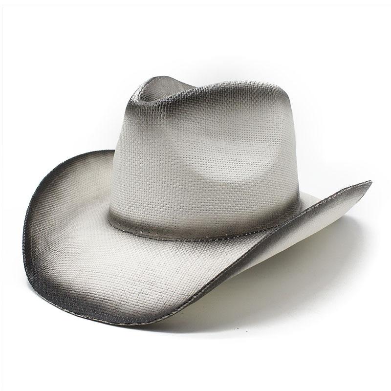 Spray Painted Cowboy Straw Hat Personalized Features Hard Top Hat Handmade Western Cowboy Hat Ethnic Sun Hat
