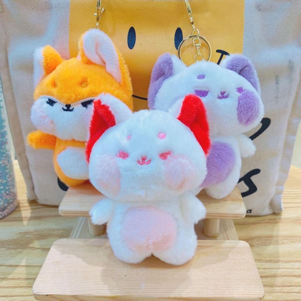 Креативный брелок-подвеска в виде плюшевой лисы - мультяшный аксессуар для школьных сумок и подарков