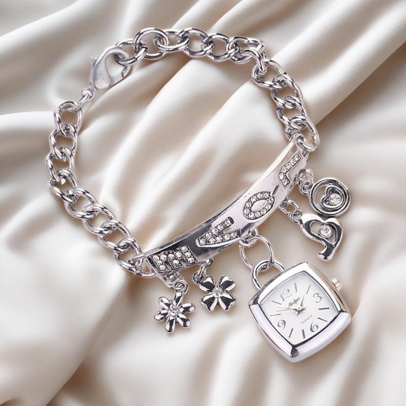 Модные женские часы-браслет с бриллиантовой подвеской для часов для девочек, повседневные универсальные декоративные кварцевые часы для женщин
