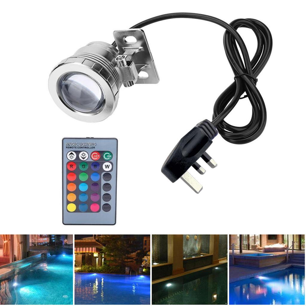AC85-265V 10W RGB светодиодный подводный светильник с дистанционным управлением, 16 цветов, меняющийся