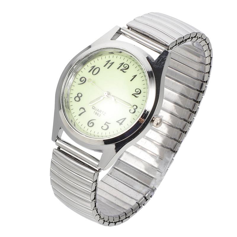 Elderly Night Glow Watches Digital Couple Elastic Band Classic Silver Color Student Casual Quartz Wristwatch Durable