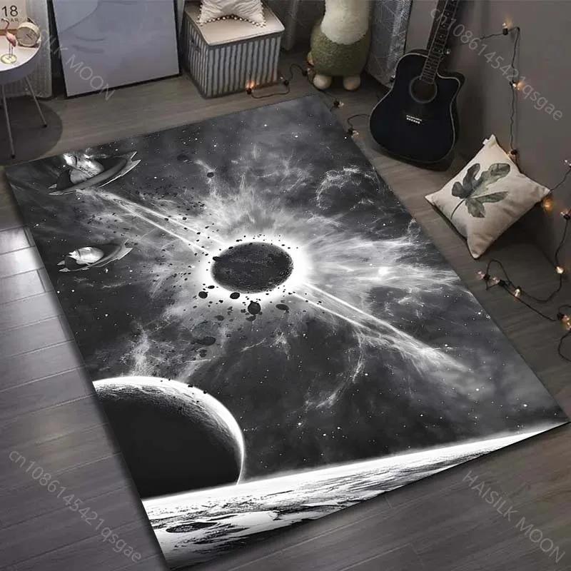3D Печать Черная Планета Свет Узор Ковер Современный Домашний Декор Коврик для Зоны Спальня Гостиная Прикроватный Диван Напольный Коврик Роскошный Подарок