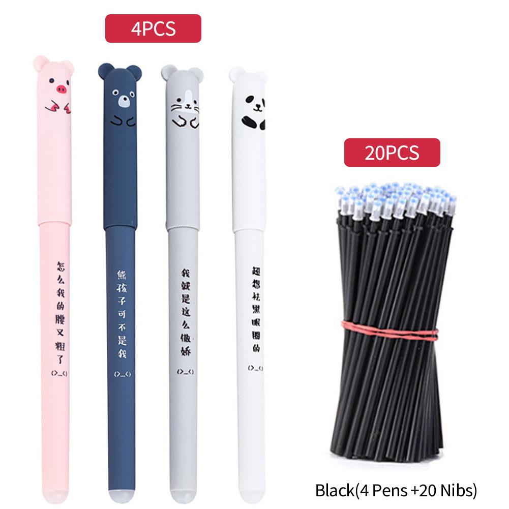 0.35mm Erasable Gel Pen Set Blue/Black Ink Ballpoint Refill Rods Writing Notebooks Students School Office Writing Supplies Stationery