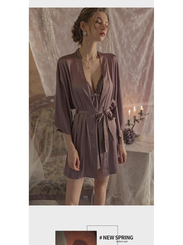 Women's Sexy Backless Nightgown Pajamas Set with Chest Pads