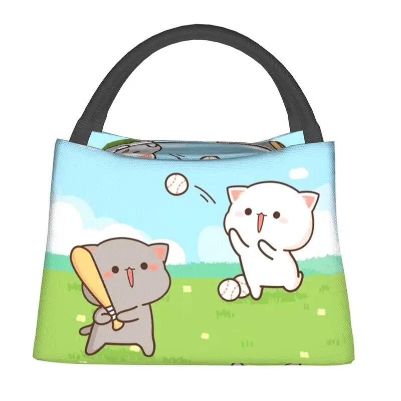 Индивидуальный романтический персиковый и гома моти кошка сумка для обеда женская сумка-холодильник термоизолированный ланч-бокс для офисных поездок