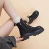 Модные байкерские ботинки на толстой подошве, женские короткие туфли на платформе, кожаные женские ботильоны с круглым носком, весна 2024, осенний тренд, новинка