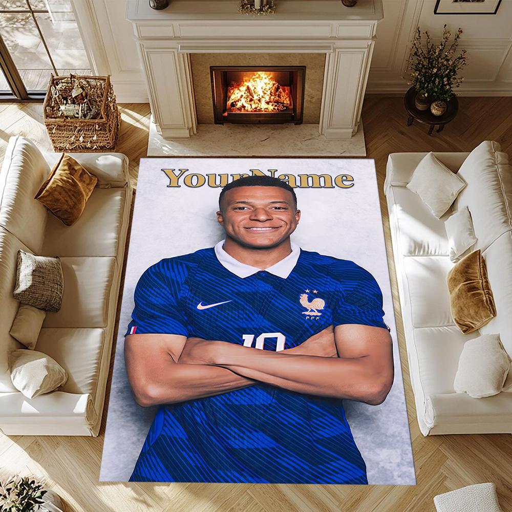Mbappe 77 Personalized Text Area Rug Perfect for Study room Game Room Balcony Dormitory Anti-slip Rug Anime Office Decor