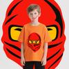 Red Ninja Eyes anime costume kids Tshirt pure cotton shortsleeved cartoon casual tops for boys
