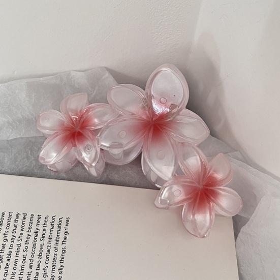 Форма цветка, пляжный отдых, зажим в виде акулы, градиент цвета, противоскользящие зубы, задняя часть головы, сильная ручка, коготь для волос, аксессуары для волос