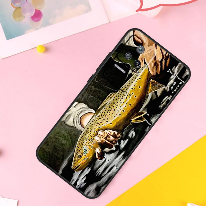 Trout Fish Fishing Case For Xiaomi 13 14 Ultra 12 Lite 11T 12T 13T Pro POCO M6 Pro X6 X5 X3 F3 F5 M5s Cover
