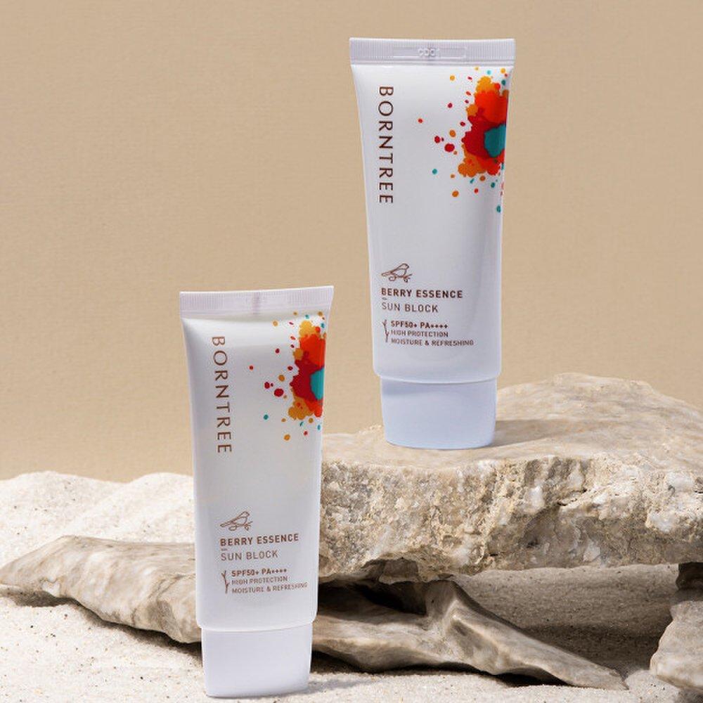 BORNTREE Нелипкий солнцезащитный крем/Солнцезащитный крем Berry Essence 50 мл SPF50+ PA++++ от раздражения глаз, 3 шт.