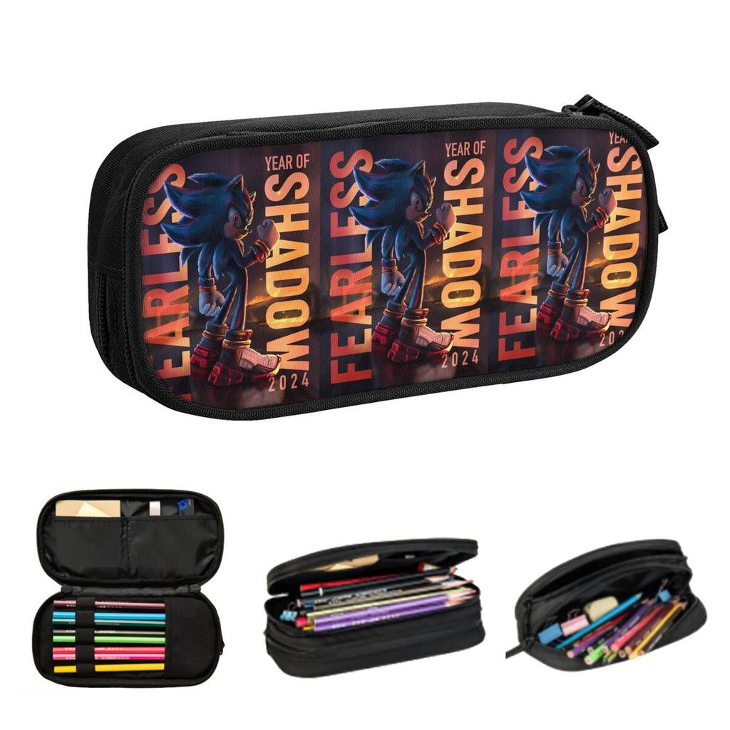 Shadow The Hedgehog Pencil Cases for Students Gifts Pen Box Pencil Bag Big Capacity Pencil Pouch