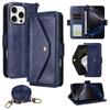 For iPhone 16 Pro Leather Case Magnetic Closure Wallet Stand Phone Cover with Crossbody Strap
