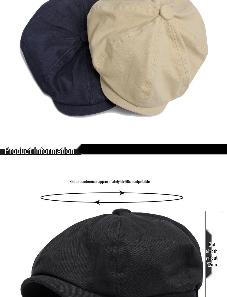 Унисекс регулируемая бейсболка: Классический восьмиклинный британский стиль газетчика