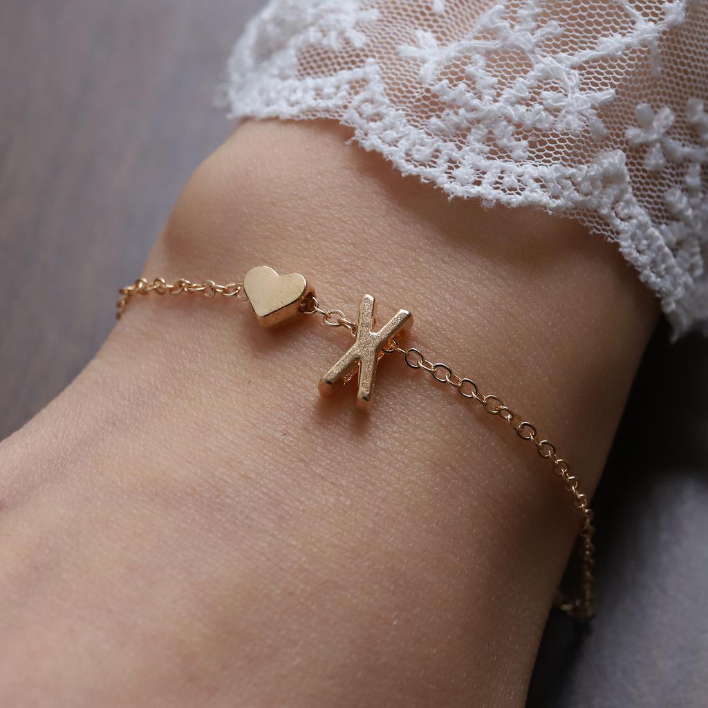 26 Букв Мода Английская Начальная Буква Сердце Браслет DIY Персонализированные Именные Браслеты Девушки Женщины Юбилей Трендовый Циркон