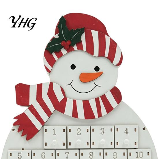 Wooden Countdown Calendar Santa Snowman Advent Calendar, 24-Day Box with Tabletop Decor Numbered Drawers, Christmas Decor, Candy Mini Figurine Storage